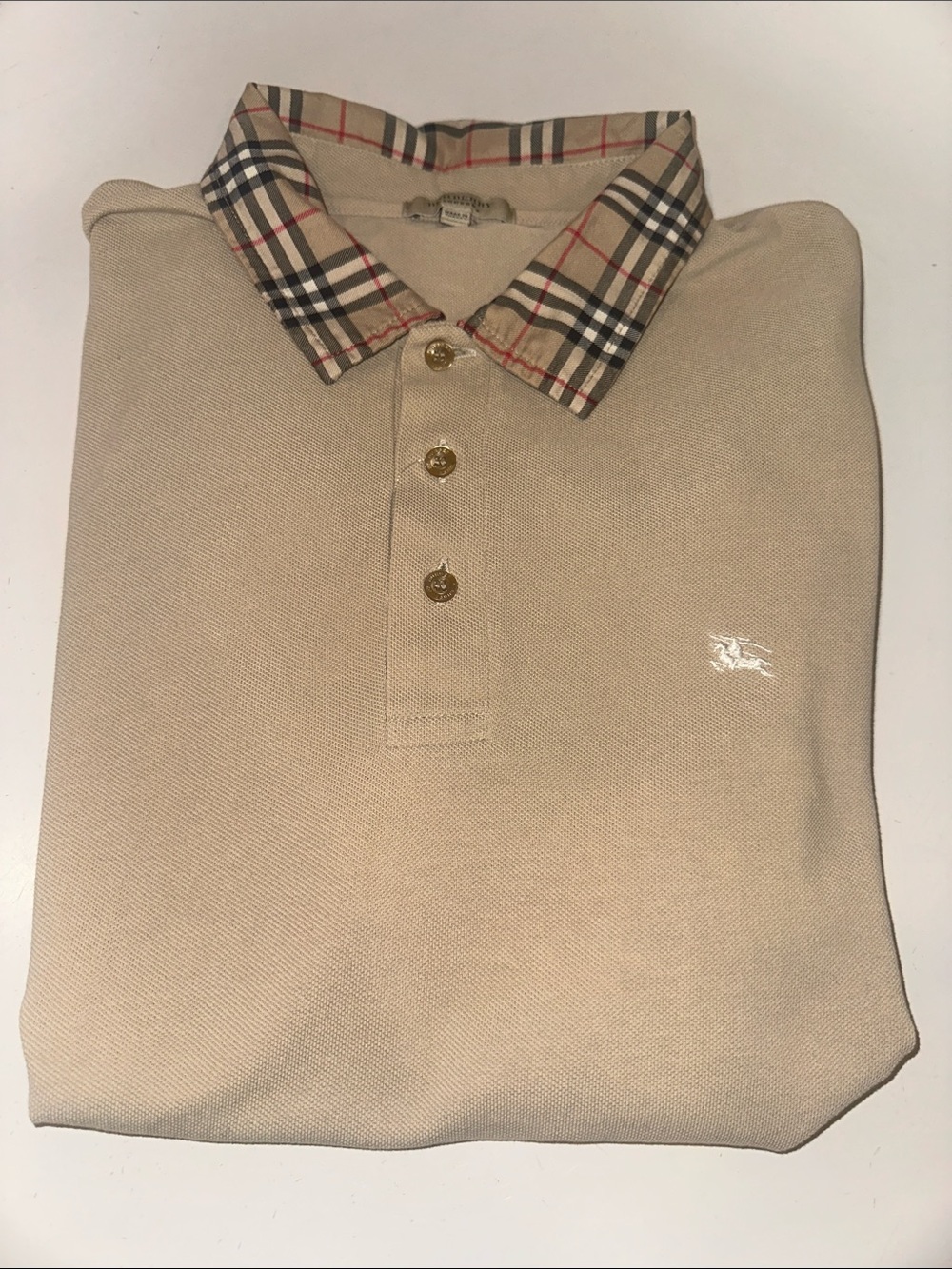 Burberry Beige Polo with Vintage Check Collar